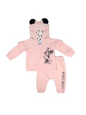 Disney Baby Minnie Mouse Pink Hooded Sweatshirt & Kangaroo Pocket Joggers Set